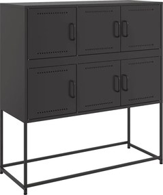 vidaXL fekete acél tálalószekrény 100,5 x 39 x 107 cm