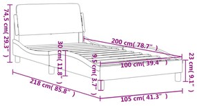 fehér műbőr ágykeret Dover 100x200 cm