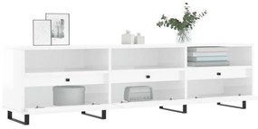 magasfényű fehér szerelt fa TV-szekrény 150 x 30 x 44,5 cm