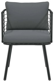 2 db fekete polyrattan kerti szék párnával