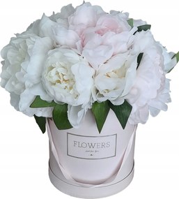 Flower Box bazsarózsa peonie fehér világos rózsaszín bazsarózsa csokor peónia mesterséges