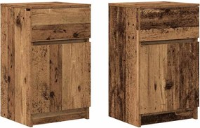 vidaXL 2 db antik fa színű szerelt fa éjjeliszekrény 39x35x65 cm