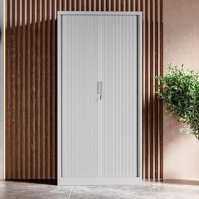 Fém szekrény harmonika ajtókkal DAMIAN, 900 x 1850 x 450 mm, szürke