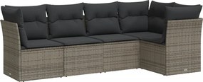 vidaXL 5 részes szürke polyrattan kerti ülőgarnitúra párnákkal