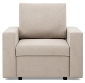 Zeus fotel, egyenes kartámasz, bársony, hab töltet, bézs