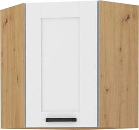 Felső szekrény sarokba, fehér/artisan tölgy, LULA 58x58 GN-72 1F