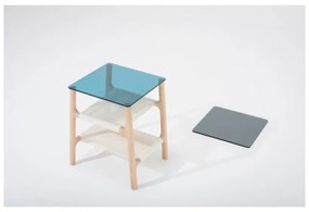 Fawn kisasztal tömör tölgyfa szerkezettel és szürke asztallappal - Gazzda