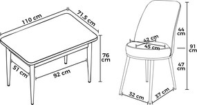 Rewa étkezőgarnitúra, fehér-arany, 110 cm – TR240CHR3038