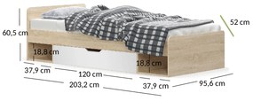 Egyszemélyes ágy 90 cm Terrell (szonoma tölgy + fehér) (matrac és ágyrács nélkül). 1053300