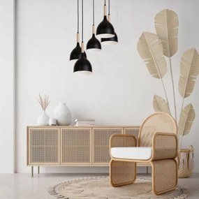 Csillár zsinóron NOAK WOOD 5xE27/60W/230V