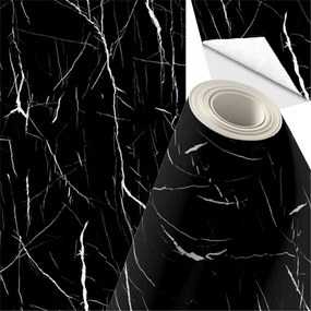 Öntapadós Fali Tapéta tekercsben ragasztóval Fekete-fehér Márvány 5m x 60cm