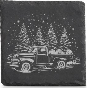 Karácsonyi kő alátét x4 Bögre Autó Karácsonyfákkal Usa Vibe