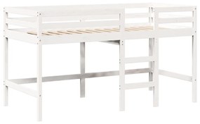 fehér tömör fenyőfa galériaágy létrával és tetővel 80 x 200 cm