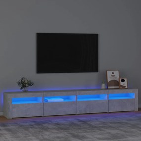 Betonszürke TV-szekrény LED-lámpákkal 240x35x40 cm