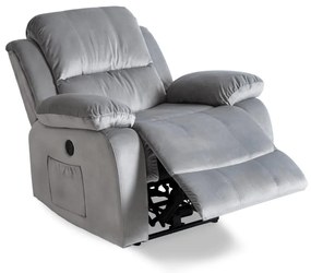 Elektromosan Vezérelhető Masszázsfunkciós Relaxfotel Szürke Bársony Kárpittal. ARON