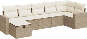 vidaXL 7 részes bézs polyrattan kerti ülőgarnitúra párnákkal