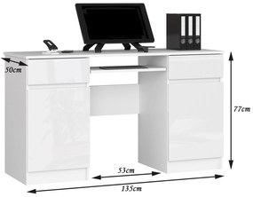 PC asztal Aranandose (fehér + fényes fehér). 1117069