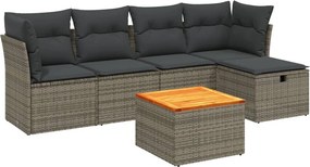 vidaXL 6 részes szürke polyrattan kerti ülőgarnitúra párnákkal