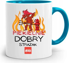 Kék Bögre Tűzoltónak Pokolian Jó, fényképes nyomattal