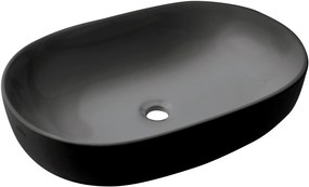 Invena Korfu mosdótál 60x42 cm ovális fekete CE-34-005