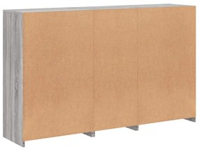 szürke sonoma színű tálalószekrény LED-ekkel 162 x 37 x 100 cm