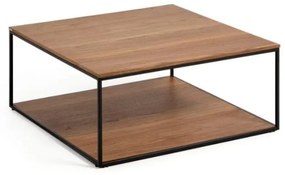 Barna dohányzóasztal diófa dekoros asztallappal 80x80 cm Yona - Kave Home