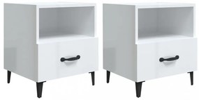 vidaXL 2 db magasfényű fehér szerelt fa éjjeliszekrény
