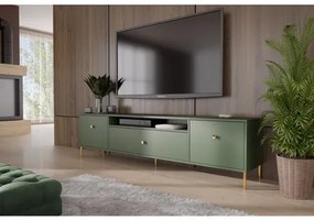 TV asztal RTV Mell 180 cm - arany lábak Zöld