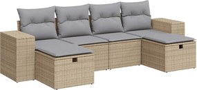 vidaXL 6 részes bézs polyrattan kerti ülőgarnitúra párnával