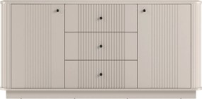 Vesper komód 160 cm fiókokkal lábazaton - kasmír / fekete fogantyúk