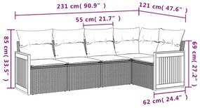 5 részes bézs polyrattan kerti ülőgarnitúra párnákkal