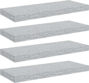 vidaXL 4 db betonszürke MDF lebegő fali polc 60 x 23,5 x 3,8 cm