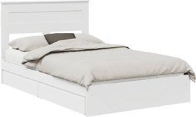 vidaXL Tárolós Ágy fejtámlával fiókkal Fehér 120 x 190 cm Faanyag