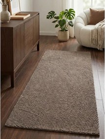 Szürkésbarna kézi szövésű gyapjú futószőnyeg 80x300 cm Calmio – Hanse Home