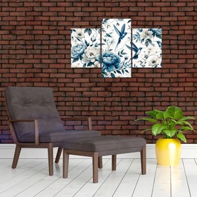 Kép - Kolibrikok virágokkal (90x60 cm)