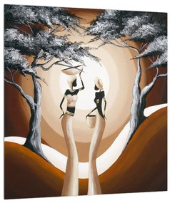 Orientális kép két nő és a fa (30x30 cm)