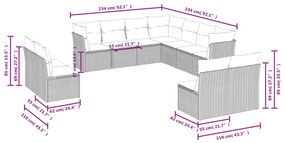 11 részes barna polyrattan kerti ülőgarnitúra párnákkal