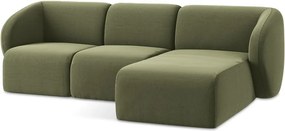 Zöld bársony sarokkanapé (jobb oldali-heverő résszel) Lani – Makamii