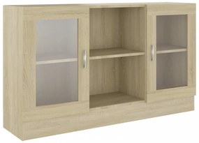 sonoma tölgy színű szerelt fa vitrinszekrény 120 x 30,5 x 70 cm