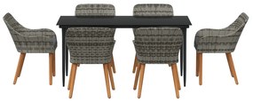 7 részes kerti étkezési garnitúra szürke polyrattan