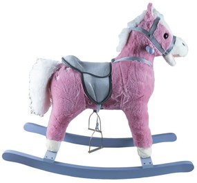 Rózsaszín lóhinta, lábtartóval, 3-5 év, 74x33x62 cm