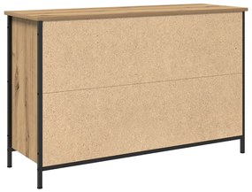 TV Szekrény Fekete Tölgy 101x35x65 cm Műanyag Fa és Acél