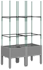 világosszürke PP rácsos kerti ültetőláda 80 x 40 x 142,5 cm