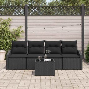 Kerti Kanapé Szett párnával 5 pcs Fekete 55 x 55 x 37 cm
