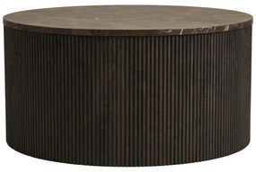Sötétbarna kerek dohányzóasztal márvány dekoros asztallappal ø 80 cm Rota – House Nordic
