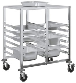 vidaXL rozsdamentes acélból tálcás kocsi 12 GN tárolóval 75x55x87 cm