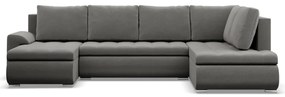 Tokio U sarokkanapé, 3 ágyneműtartóval, bársony, jobboldali, világosszürke