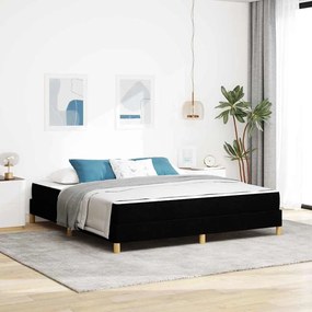 Boxrugós ágy Fekete és Barna 180 x 200 cm Textil és mérnöki fa