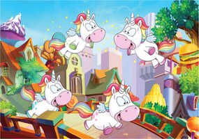 Fotótapéta Unikornisok és szivárvány mágia a gyerekszobában 254x184 +ragasztó