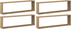 vidaXL 4 db kézműves tölgyszínű szerelt fa fali kockapolc 100x15x30 cm